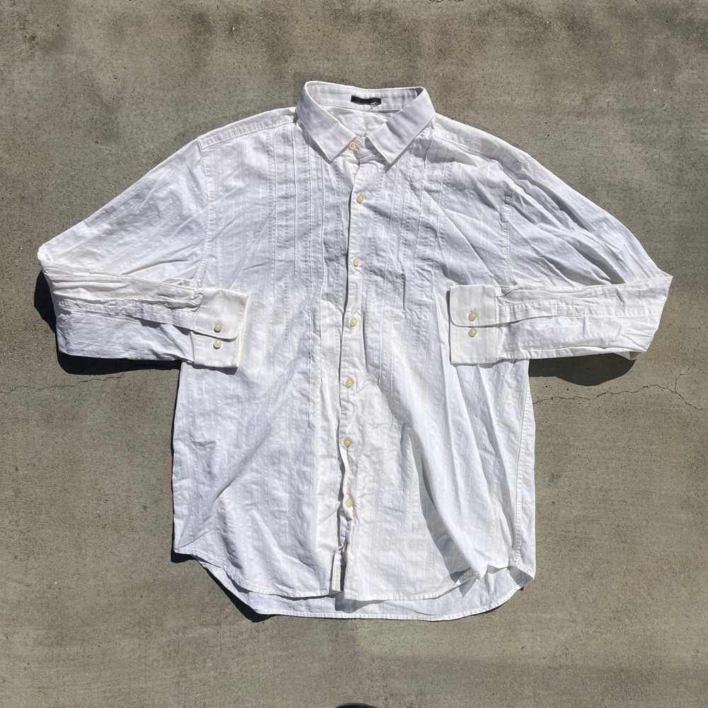 Tommy Bahama Off White color Button up shirt Pintux XL Cotton Silk Read desc.